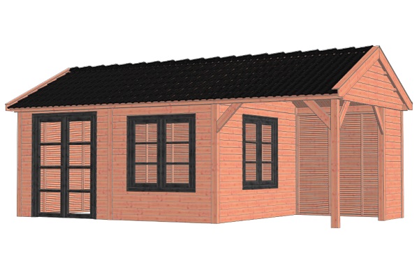 Buitenverblijf Zadeldak Betula 750x415 cm - Combinatie 1 afbeelding