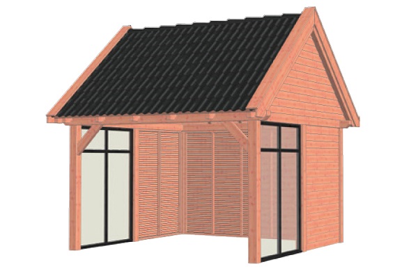 Buitenverblijf Zadeldak XL 415x440 cm - Combinatie 1 afbeelding