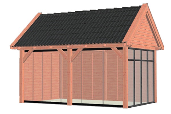 Buitenverblijf Zadeldak XL 530x380 cm - Combinatie 1 afbeelding