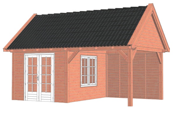 Buitenverblijf Zadeldak XL 635x440 cm - Combinatie 1 afbeelding
