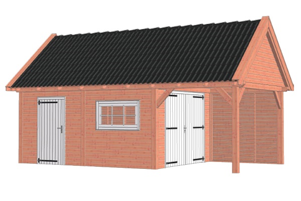 Buitenverblijf Zadeldak XL 765x440 cm - Combinatie 1 afbeelding