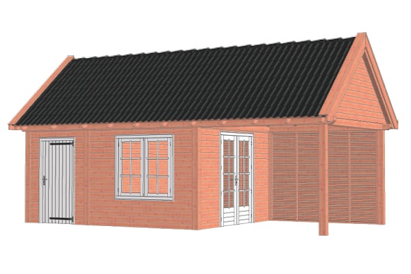 Buitenverblijf Zadeldak XL 815x440 cm - Combinatie 1 afbeelding