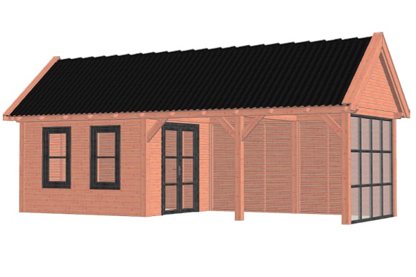 Buitenverblijf Zadeldak XL 885x380 cm - Combinatie 1 afbeelding