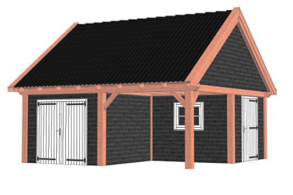 Buitenverblijf Zadeldak XXL 655x700 cm - Combinatie 1 afbeelding
