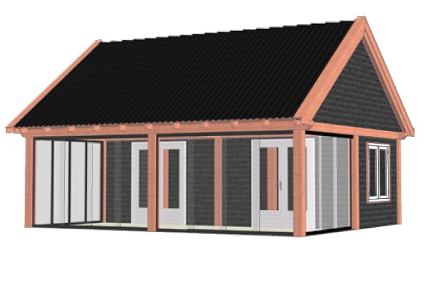 Buitenverblijf Zadeldak XXL 785x700 cm - Combinatie 1 afbeelding