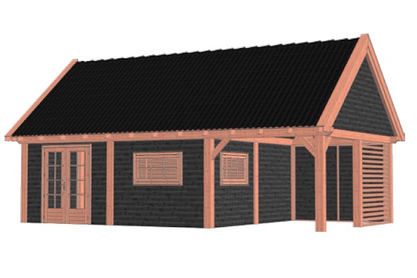 Buitenverblijf Zadeldak XXL 950x595 cm - Combinatie 1 afbeelding