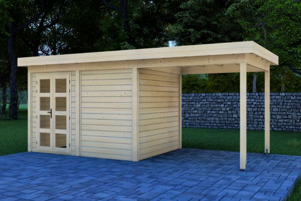Prime Line blokhut 400x300 cm + luifel 300 cm - Van Kooten afbeelding
