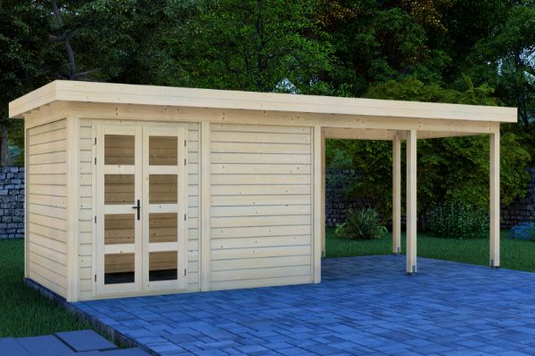 Prime Line blokhut 400x300 cm + luifel 400 cm - Van Kooten afbeelding 1