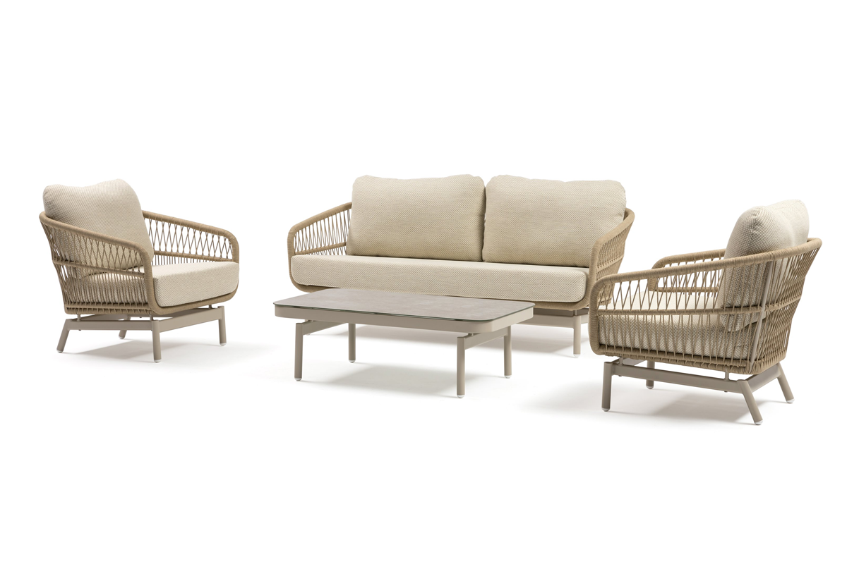 Loungeset Carlijn 4-delig - Aluminium met beige kussens- - Aluminium- Sens-Line afbeelding
