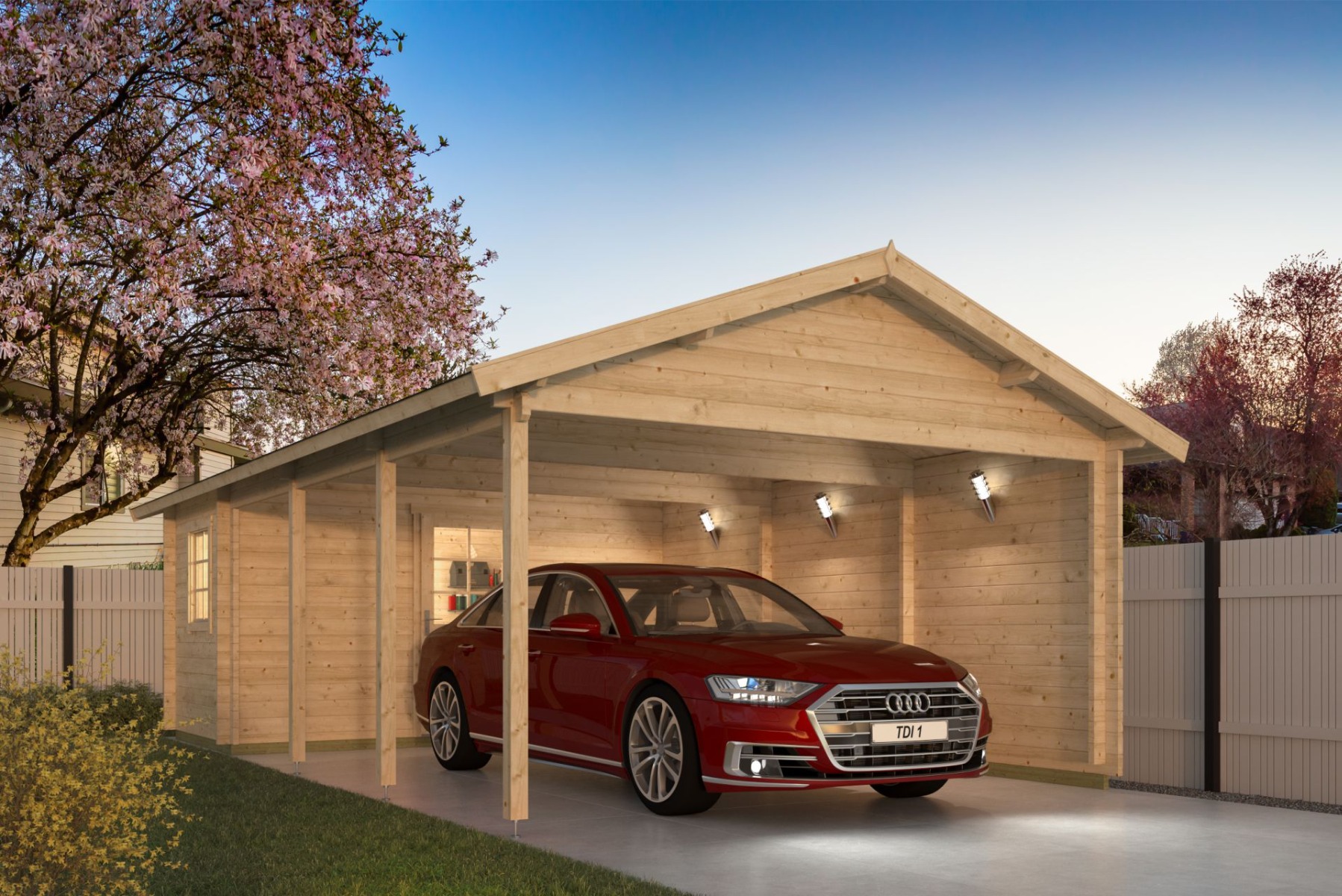Carport Ever 219+551x430 cm - Bruin geïmpregneerd afbeelding