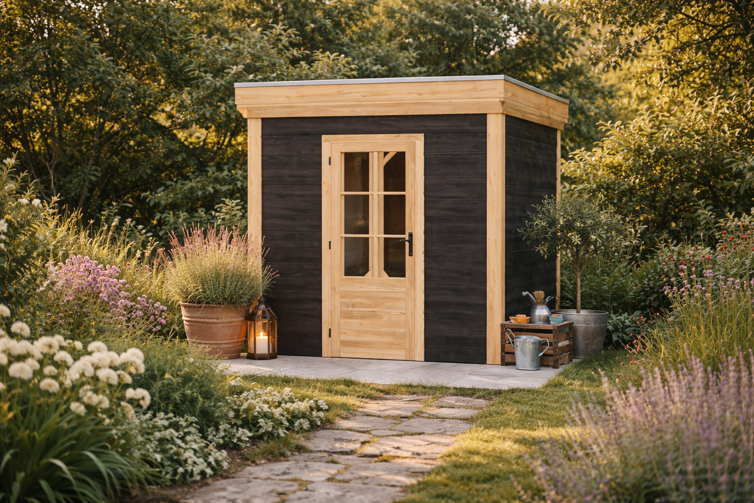 Blokhut Novo 250x300 cm Douglas met vuren rabat wanden (incl. EPDM)