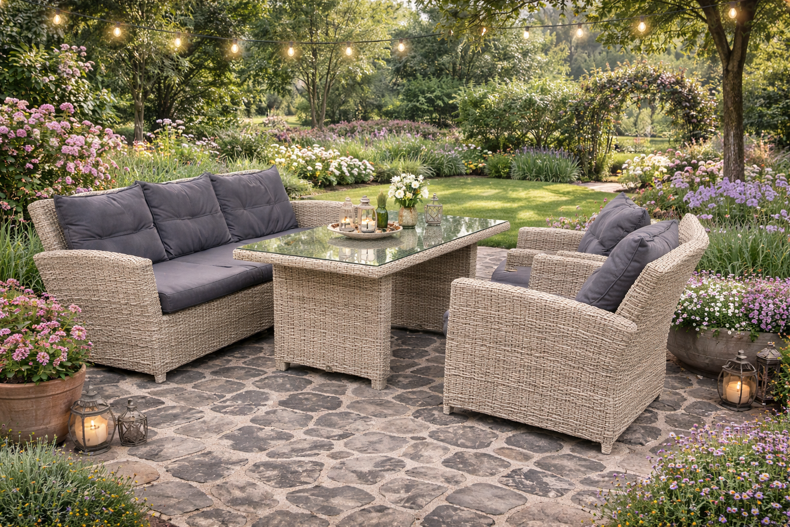 SenS-Line Wicker Diningset/loungeset Amaro - Showmodel - Woerden & Wommelgem- - Wicker- Sens-Line afbeelding