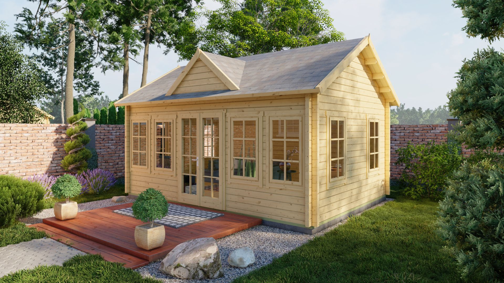 Blokhut Clockhouse Trevor 70 mm 550x400 cm - Groen geïmpregneerd afbeelding