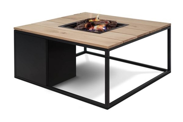 Cosiloft 100 vuurtafel black/teak 100x100x47 cm afbeelding