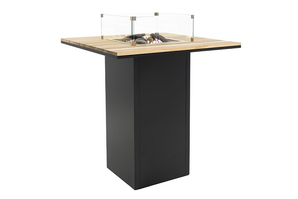 Cosiloft 100 Bar table zwart/teak 100x100x110 cm OP=OP afbeelding