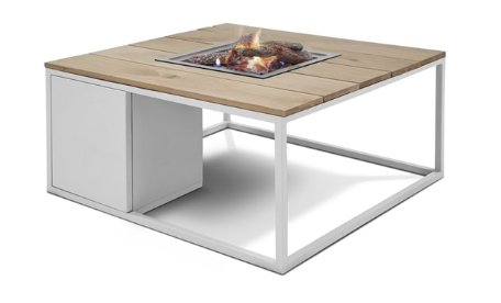 Cosiloft 100 vuurtafel white/teak 100x100x47 cm afbeelding