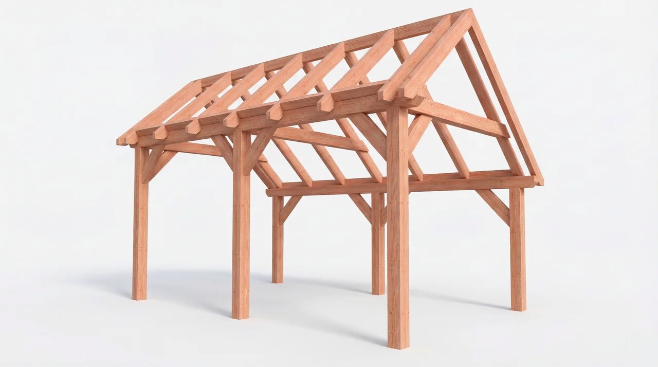 Bouwpakket kapschuur 531x346 cm fijnbezaagd Douglas