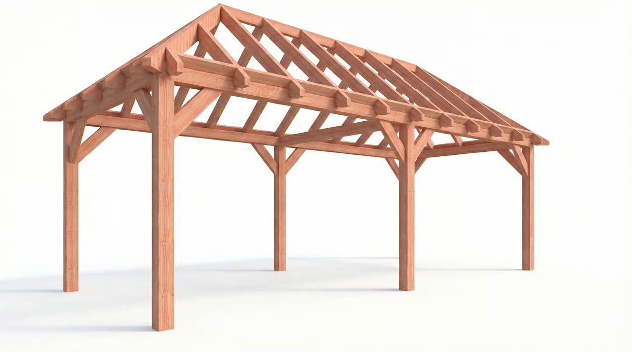 Bouwpakket schilddak 766x346 cm fijnbezaagd Douglas