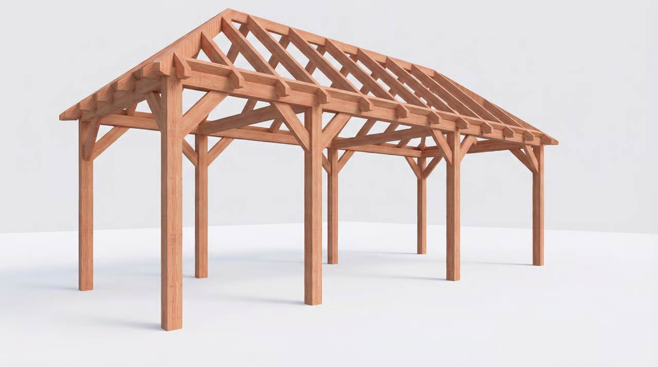Bouwpakket schilddak 815x346 cm fijnbezaagd Douglas