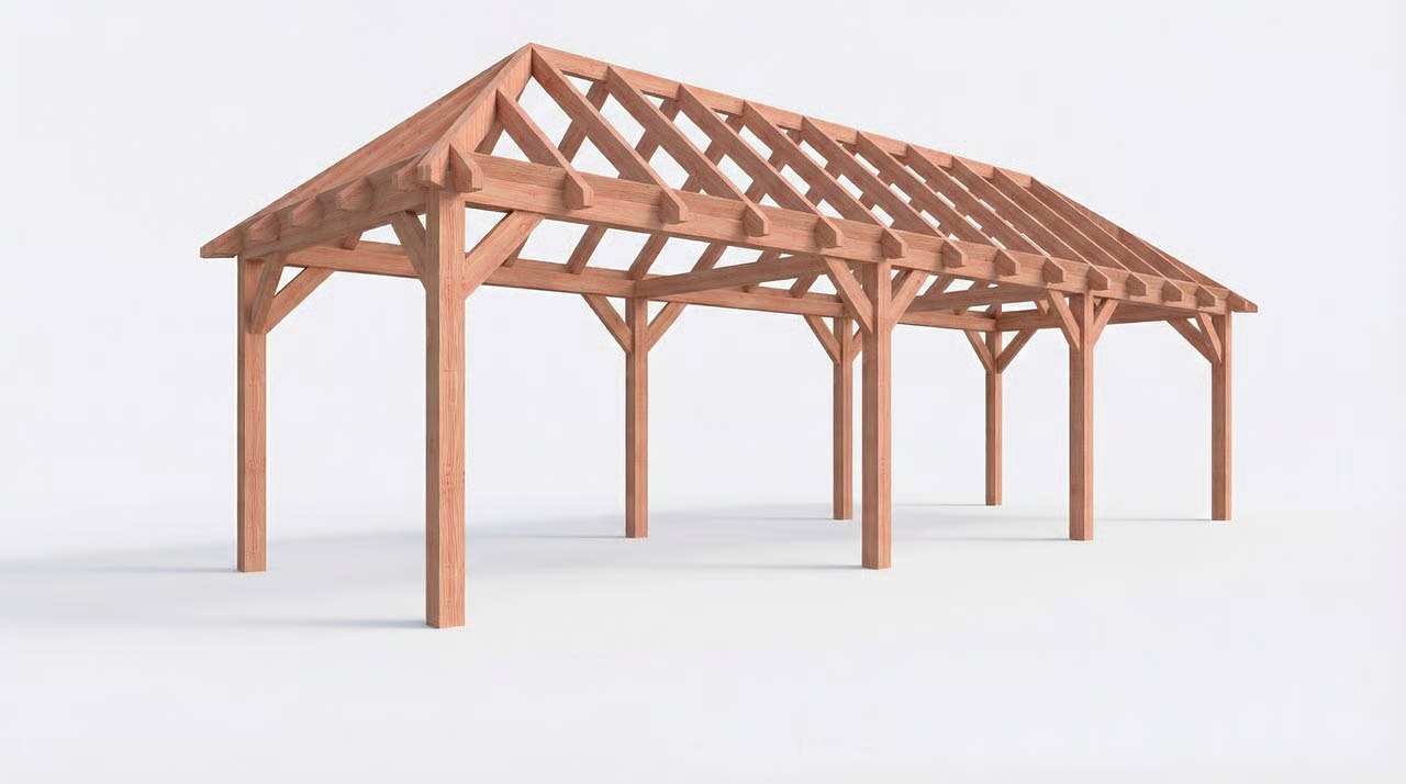 Bouwpakket schilddak 992,5x346 cm fijnbezaagd Douglas
