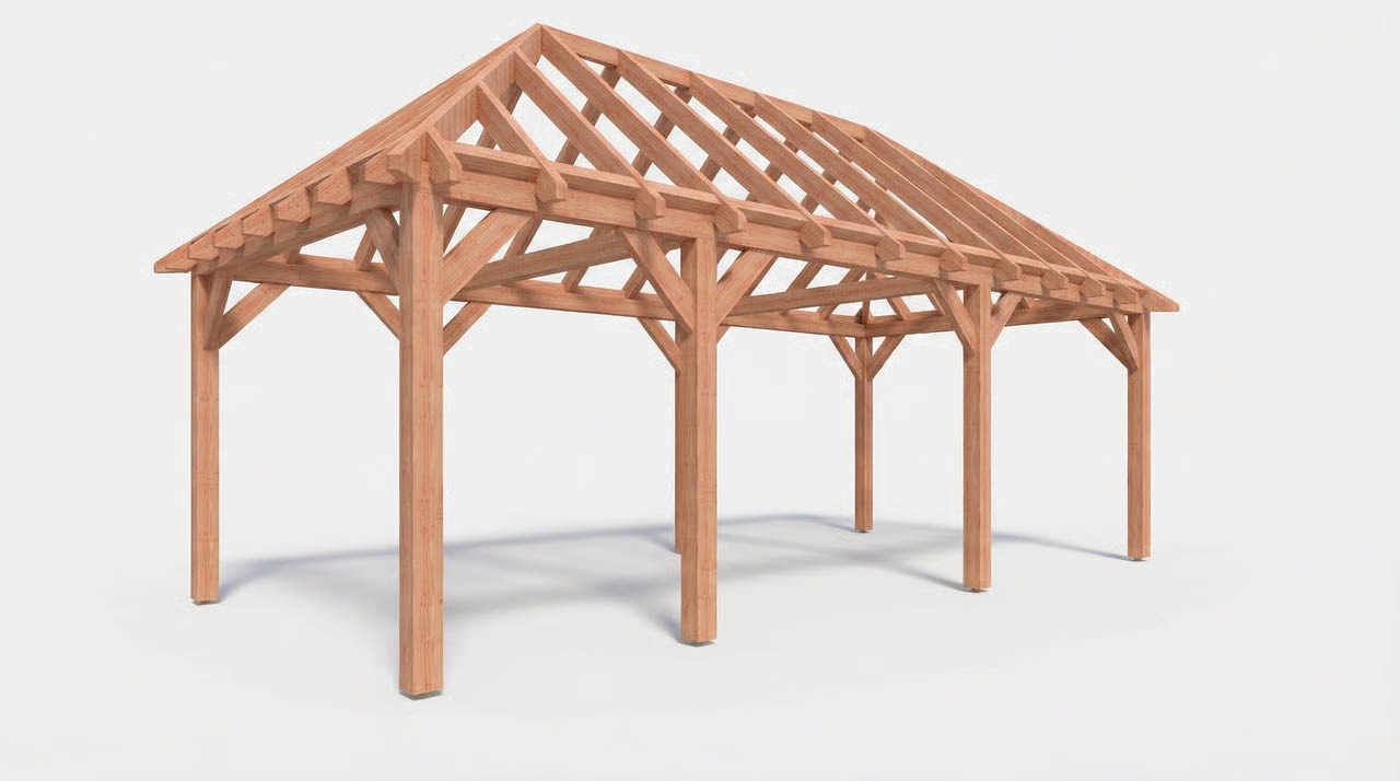 Bouwpakket schilddak 815x410,5 cm fijnbezaagd Douglas