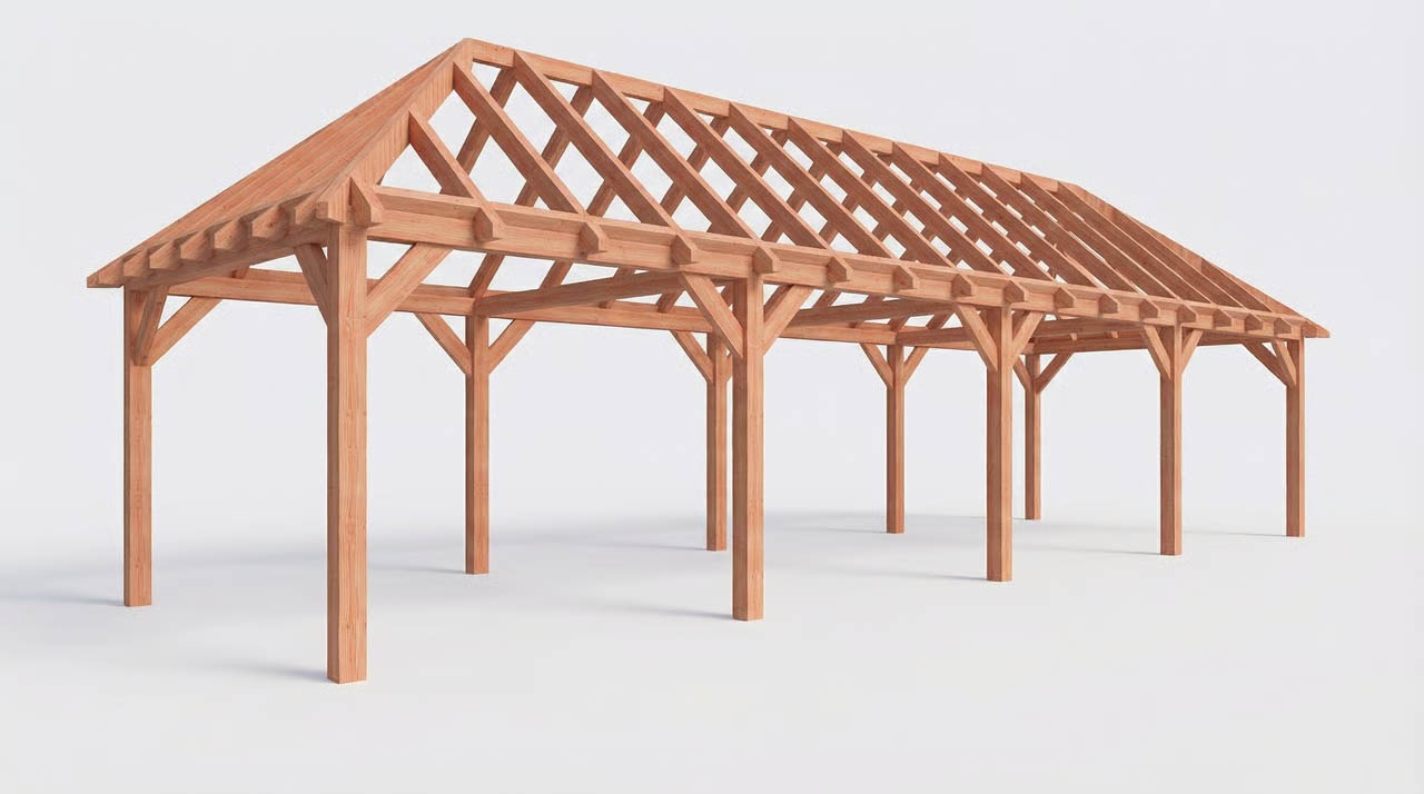 Bouwpakket schilddak 1219x410,5 cm fijnbezaagd Douglas