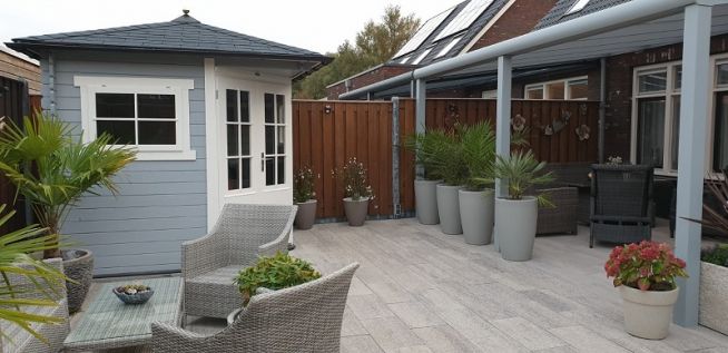 Aluminium veranda profiline 532x350 cm en gecoate blokhut 2555 - Nieuw-Beijerland