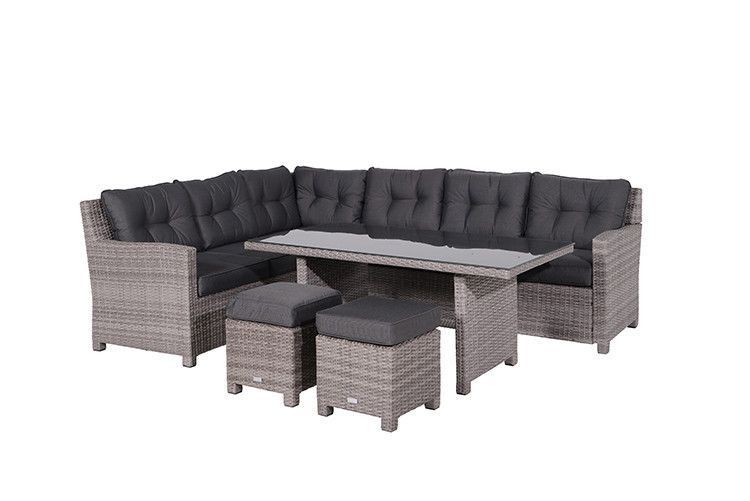 Lounge/dinnerset Blue Bird - 5-delig - links - organic grey / antraciet OP=OP Lounge/dinnerset Blue Bird - 5-delig - links - organic grey / antraciet OP=OP