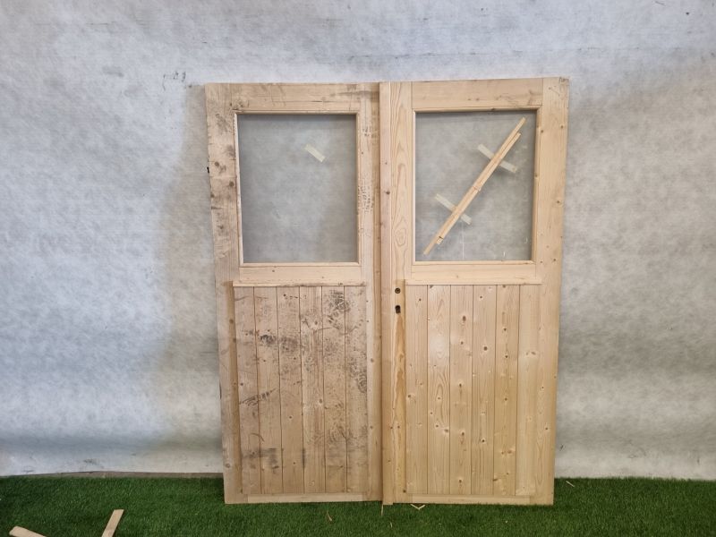 Dubbele houten deuren – enkel glas, zonder hang- en sluitwerk (178 x 140 cm) - SALE25106