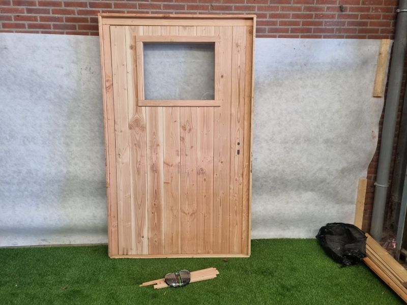 Nieuwe douglas deur met kozijn – enkel raam (222 x 136,5 cm) - SALE25109 Nieuwe douglas deur met kozijn – enkel raam (222 x 136,5 cm) - SALE25109
