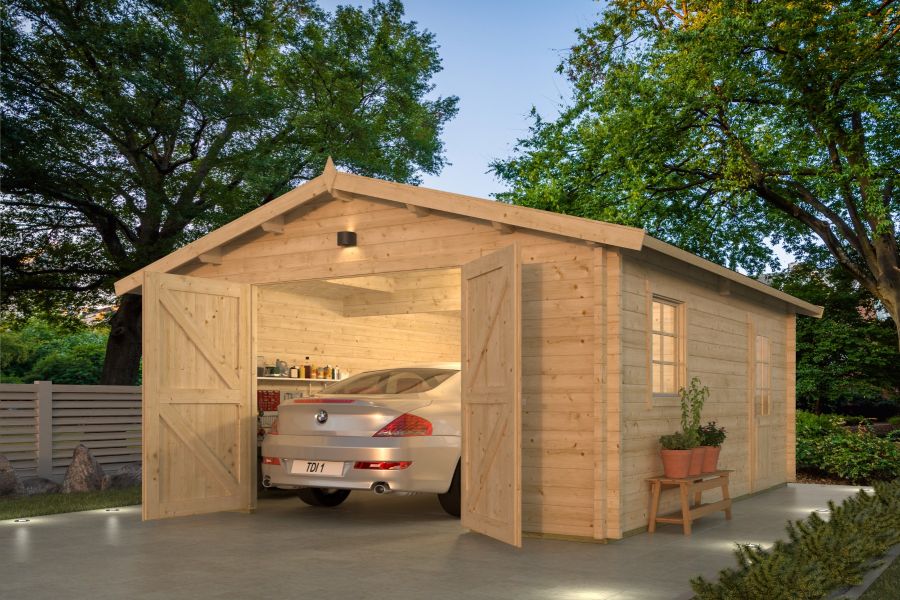 Tuindeco Rydell garage 470x570 cm 58 mm vuren honing geïmpregneerd Tuindeco Rydell garage 470x570 cm 58 mm vuren honing geïmpregneerd