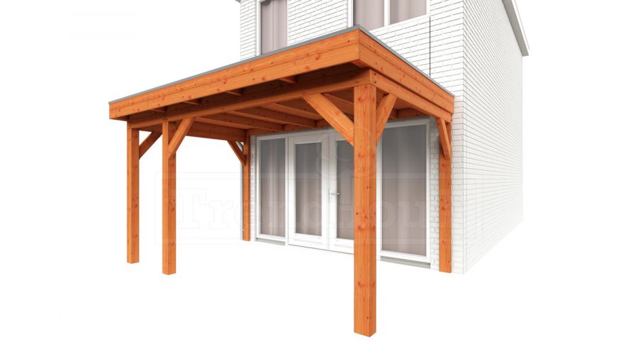 Trendhout Aanbouwveranda Ancona 415x330 cm - plat dak model links