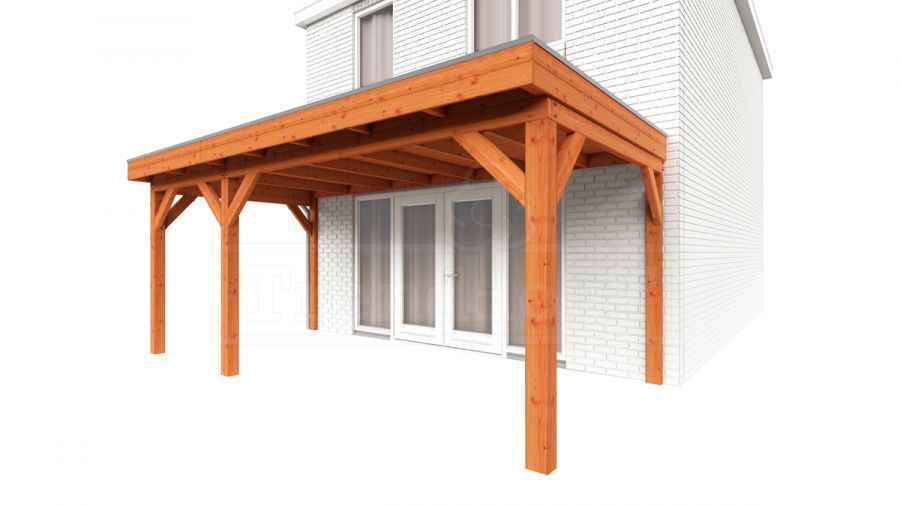 Trendhout Aanbouwveranda Ancona 555x330 cm - plat dak model links