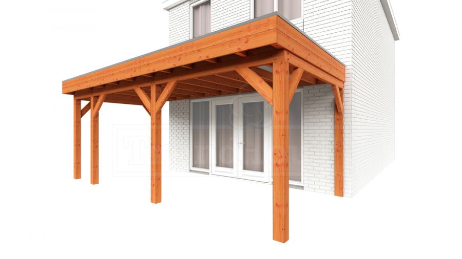 Trendhout Aanbouwveranda Ancona 595x330 cm - plat dak model links Trendhout Aanbouwveranda Ancona 595x330 cm - plat dak model links