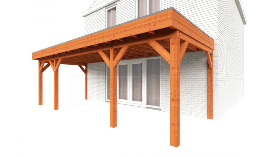 Trendhout Aanbouwveranda Ancona 740x330 cm - plat dak Trendhout Aanbouwveranda Ancona 740x330 cm - plat dak