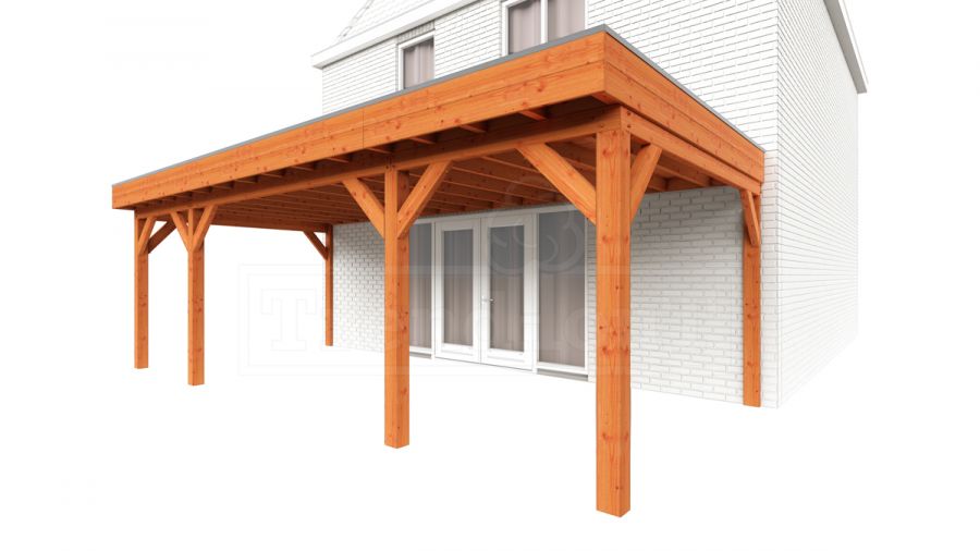Trendhout Aanbouwveranda Ancona 740x390 cm - plat dak Trendhout Aanbouwveranda Ancona 740x390 cm - plat dak