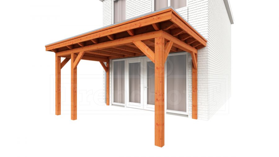 Trendhout Aanbouwveranda Lucca 460x325 cm - Plat dak model links Trendhout Aanbouwveranda Lucca 460x325 cm - Plat dak model links