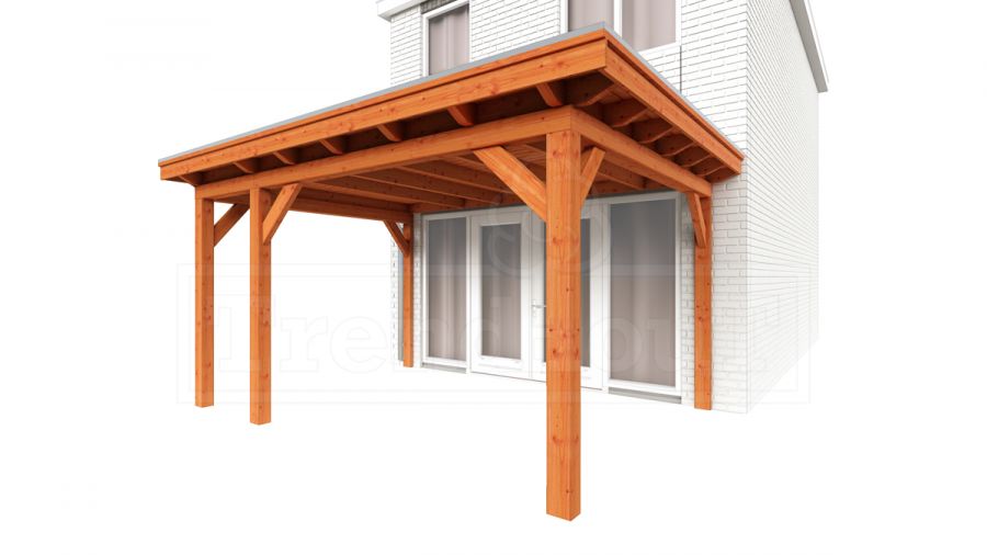 Trendhout Aanbouwveranda Lucca 460x390 cm - Plat dak model links
