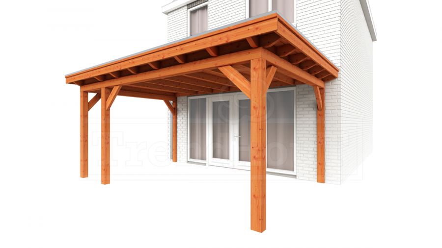 Trendhout Aanbouwveranda Lucca 525x390 cm - Plat dak model links Trendhout Aanbouwveranda Lucca 525x390 cm - Plat dak model links