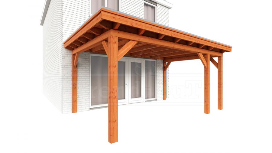 Trendhout Aanbouwveranda Lucca 525x390 cm - Plat dak model rechts