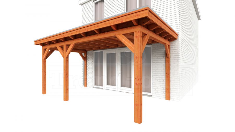 Trendhout Aanbouwveranda Lucca 540x325 cm - Plat dak model links Trendhout Aanbouwveranda Lucca 540x325 cm - Plat dak model links