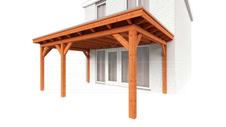 Trendhout Aanbouwveranda Lucca 540x390 cm - Plat dak model links Trendhout Aanbouwveranda Lucca 540x390 cm - Plat dak model links
