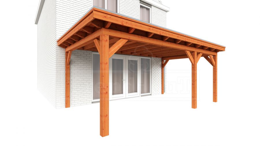 Trendhout Aanbouwveranda Lucca 605x390 cm - Plat dak model rechts