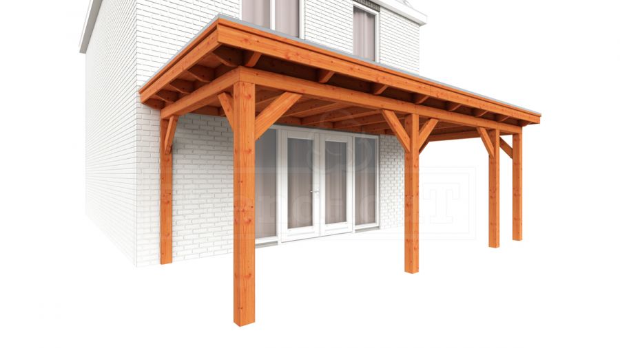 Trendhout Aanbouwveranda Lucca 645x325 cm - Plat dak model rechts