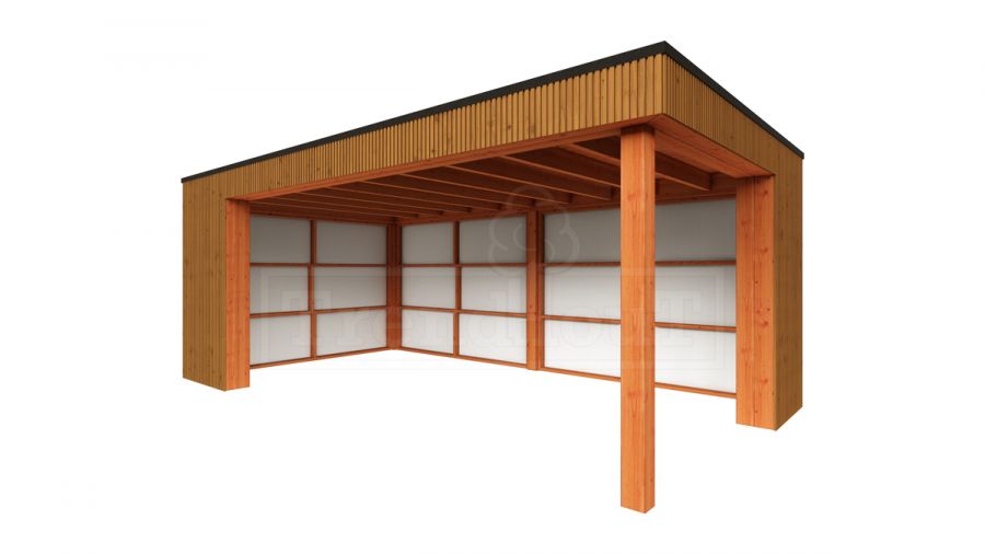 Trendhout Capri overkapping 610x375 cm Lariks/Douglas blank- Plat dak model links Trendhout Capri overkapping 610x375 cm Lariks/Douglas blank- Plat dak model links