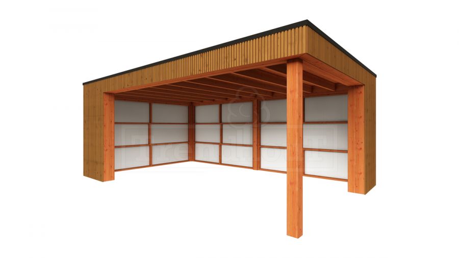 Trendhout Capri overkapping 610x425 cm Lariks/Douglas blank- Plat dak model links