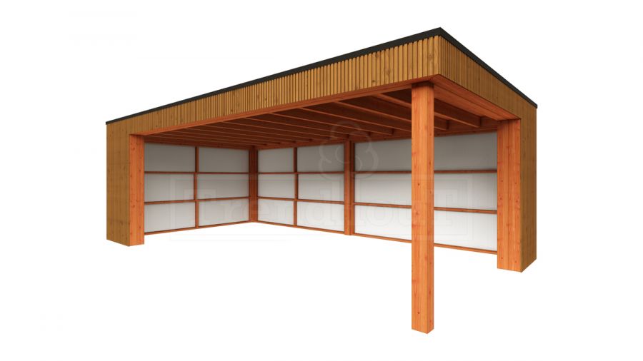 Trendhout Capri overkapping 720x425 cm Lariks/Douglas blank- Plat dak model links Trendhout Capri overkapping 720x425 cm Lariks/Douglas blank- Plat dak model links