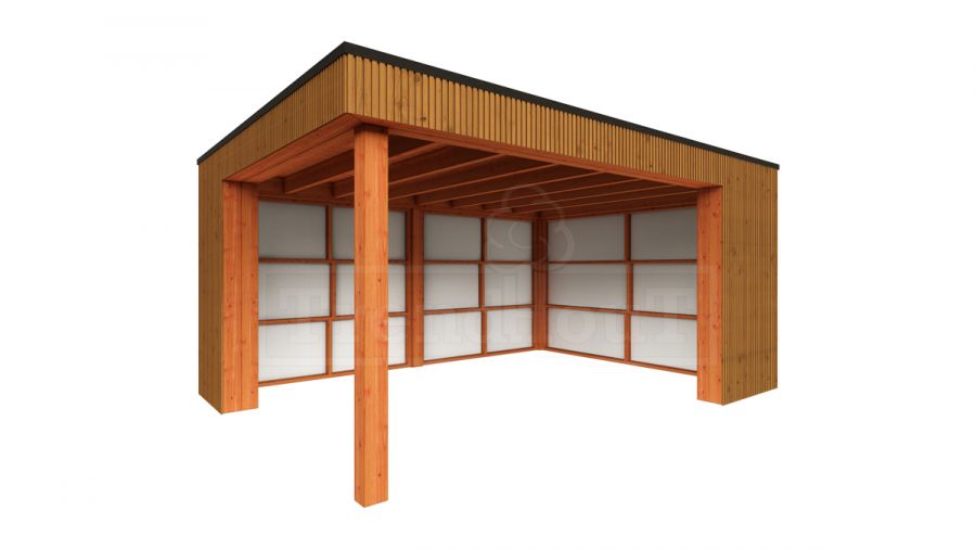 Trendhout Buitenverblijf Capri 490x425 - Plat dak model rechts Trendhout Buitenverblijf Capri 490x425 - Plat dak model rechts