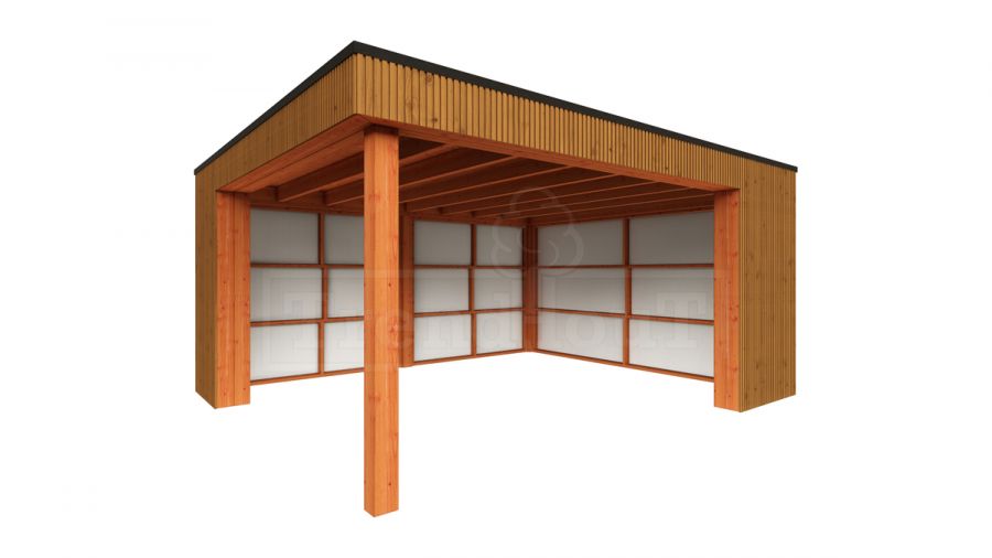 Trendhout Buitenverblijf Capri 490x490 - Plat dak model rechts Trendhout Buitenverblijf Capri 490x490 - Plat dak model rechts