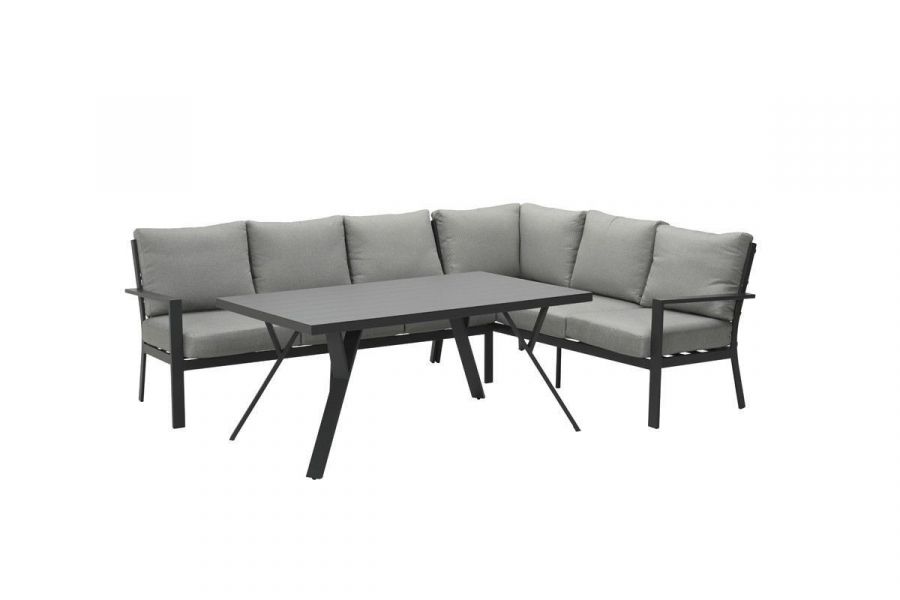 Sergio lounge-diningset - 3-delig - rechts - carbon black - light grey Sergio lounge-diningset - 3-delig - rechts - carbon black - light grey